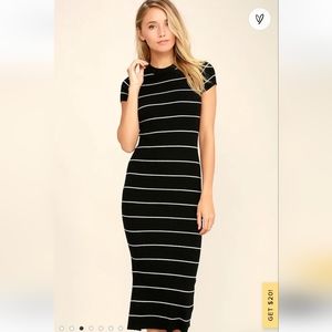 LIRA Black and white striped body con dress